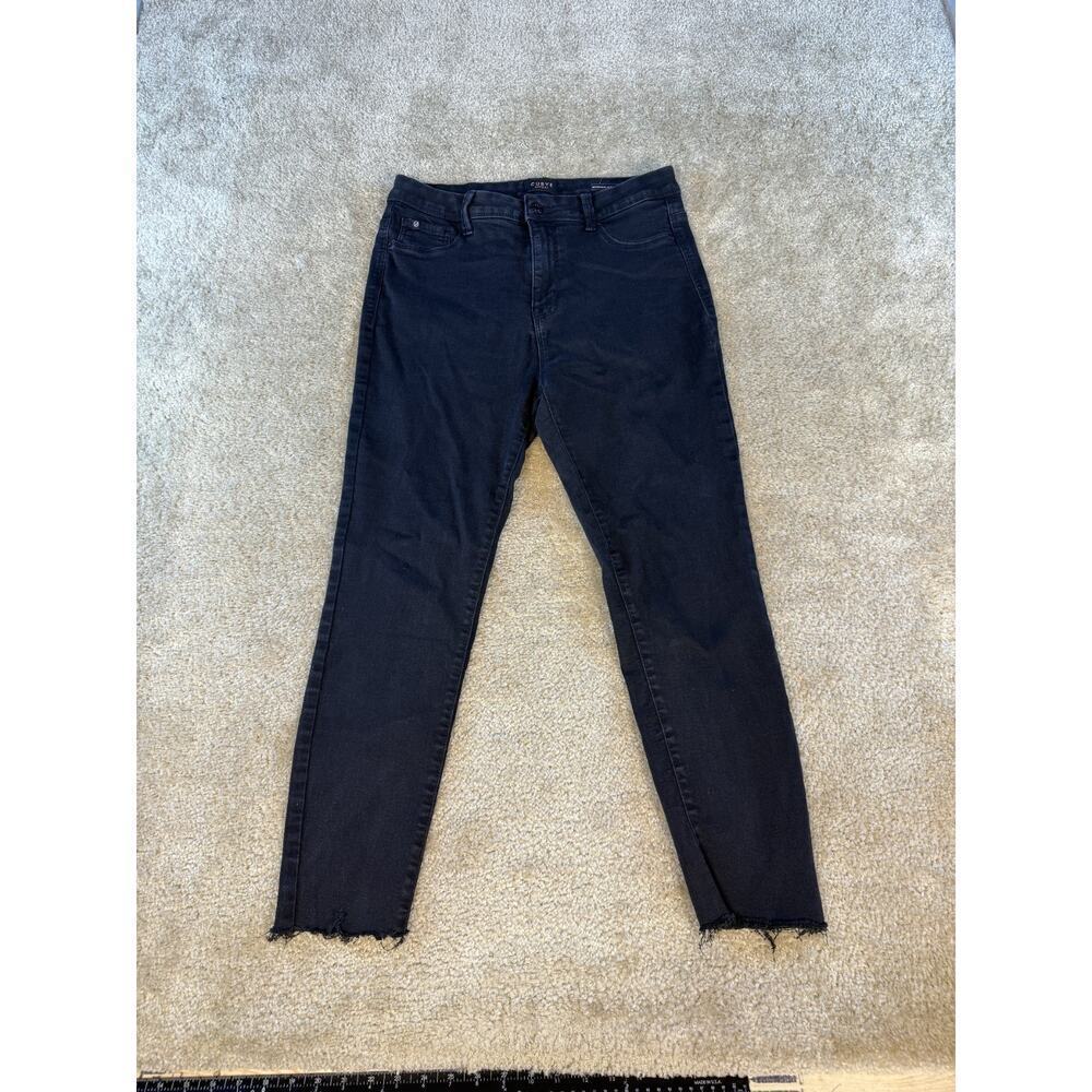 Curve Appeal Minimalist Jegging Women's 12/31 Black Raw Hem Stretch Denim D253